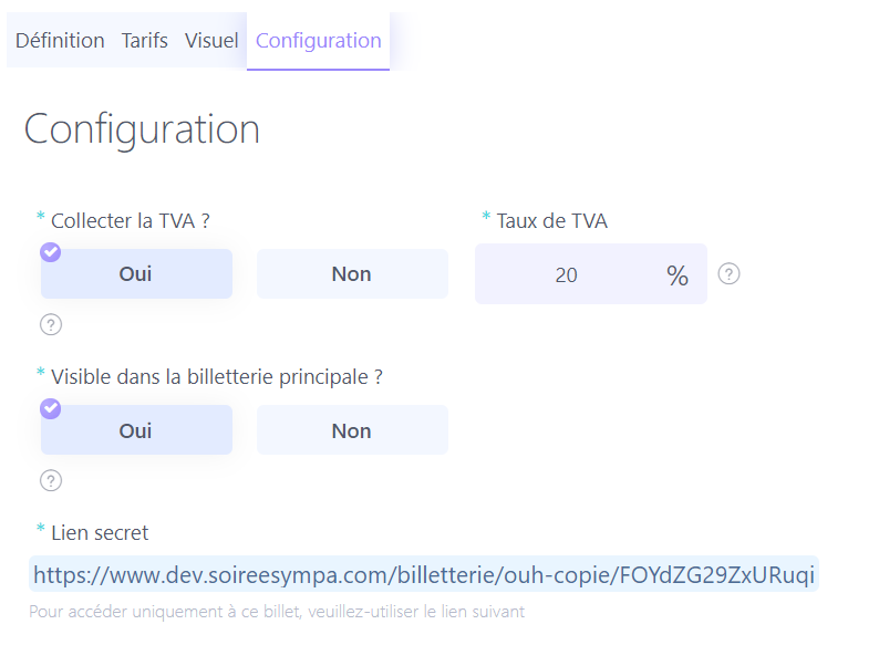 Calcul de la TVA sur un billet sur une billetterie en ligne